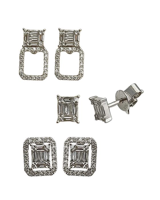 Złote kolczyki z diamentami, w białym złocie,założysz na trzy sposoby!