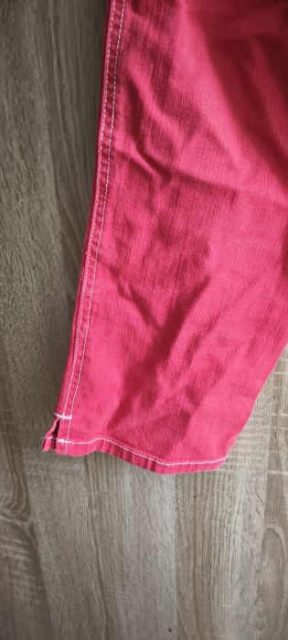 Spodnie damskie ala jeans kieszenie rozciągliwe czerwone L XL