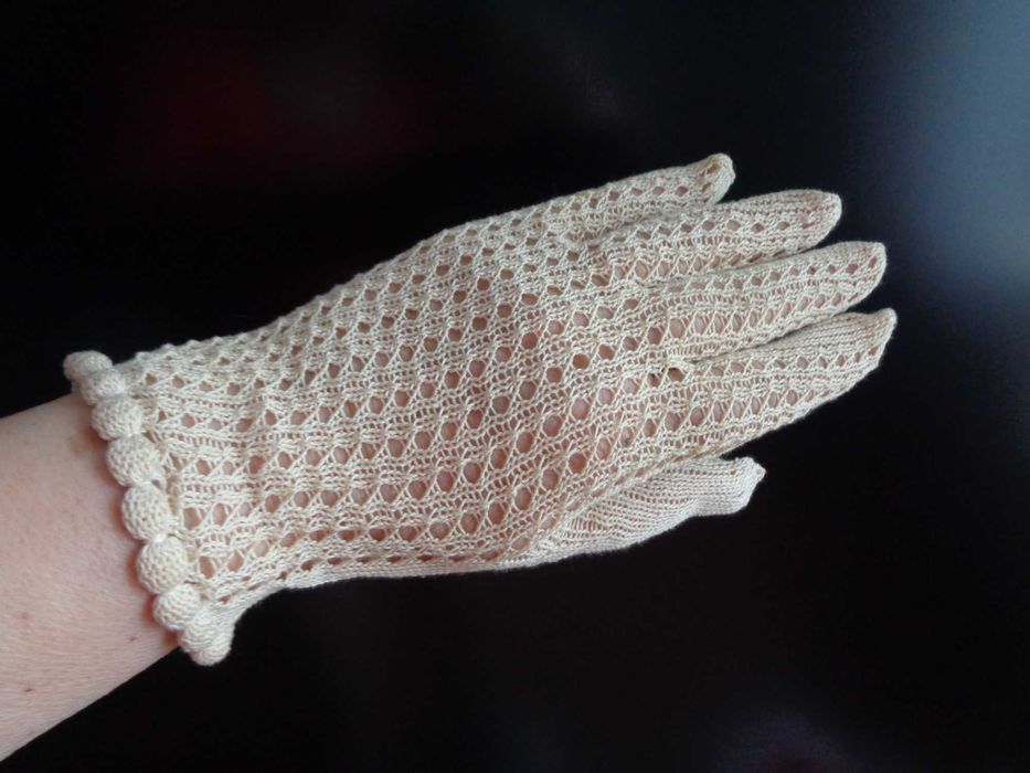 рукавички весільні ажурні шовк 27см