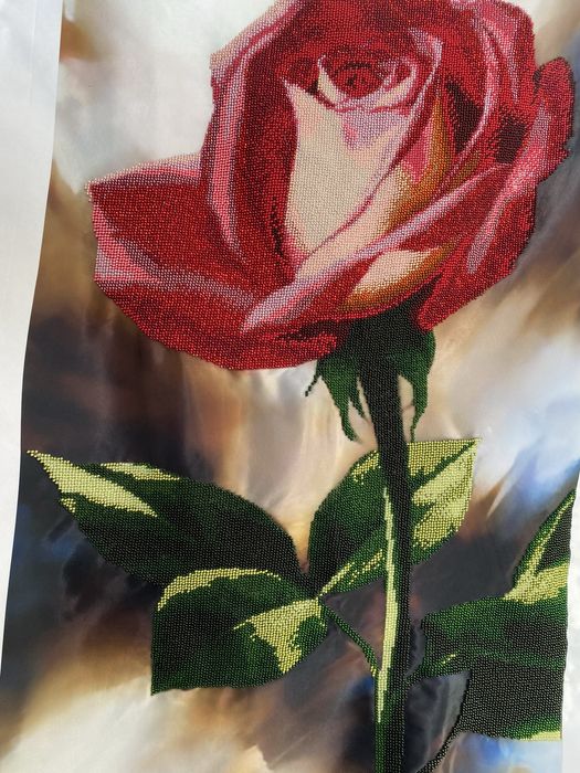 Картина вишита  чеським бісером «Романтична троянда»