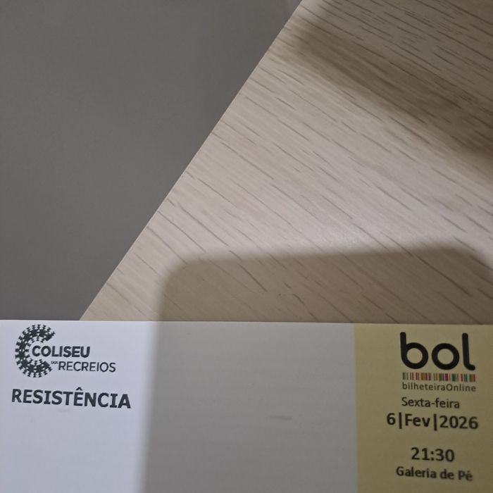 Bilhete Resistência 6fev Coliseu Lisboa