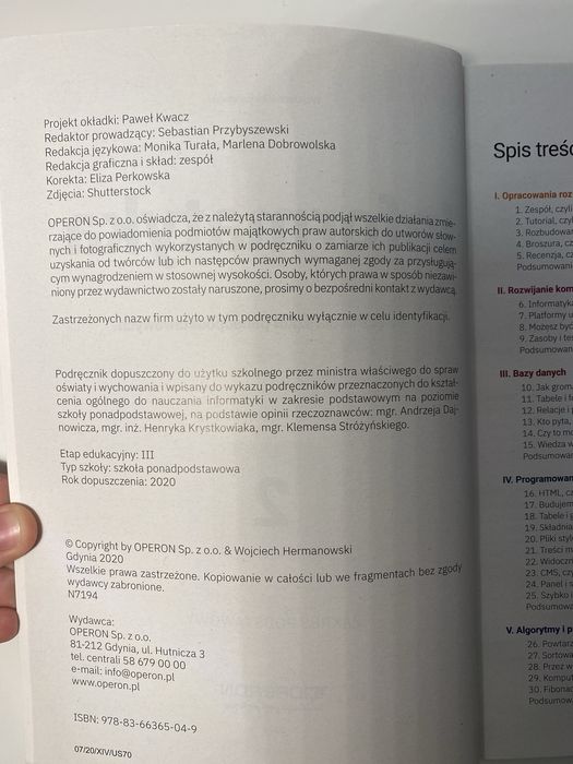 podręcznik informatyka klasa druga zakres podstawowy operon