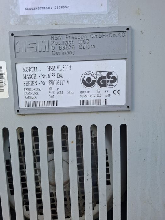 Prasa do makulatury  folii belownica  155vl HSM 155. 2vl  hsm 500.2