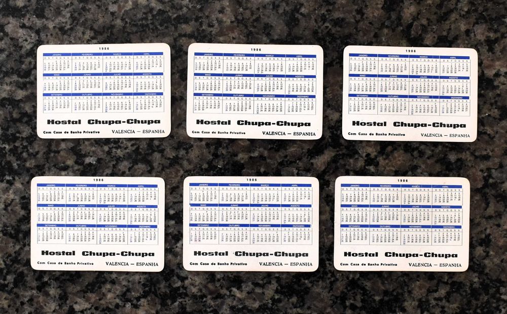 Lote de 15 Calendários "Hostel Chupa-Chupa" Antigos/Vintage (Adultos)