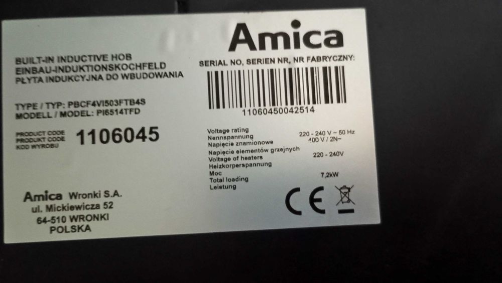 Kuchnia indukcyjna Amica na części