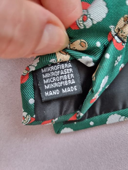 Męski krawat we wzorki ze św Mikołajem SANTA