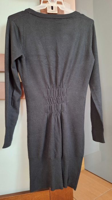 Sweter M damski czarny 80cm na guziki dłuższy