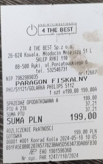 Sprzedam maszynkę do golenia.