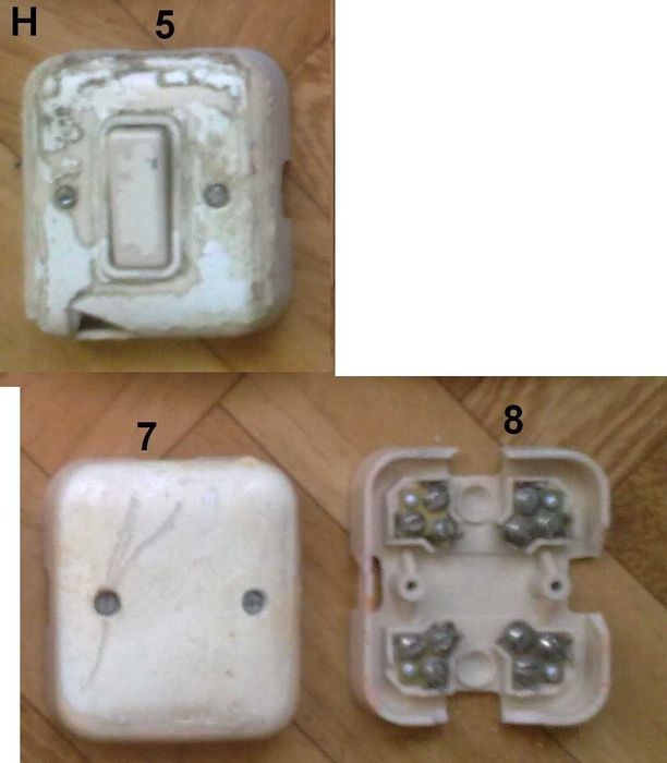 Stare wyłączniki i puszki łączeniowe PRL - 3 szt - H