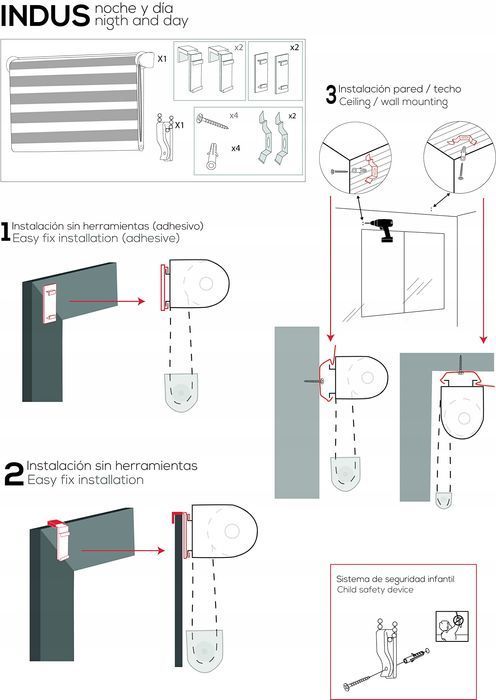 Roleta Regulowana Dzień Noc Blindecor Szara 77 Cm X 180 Cm