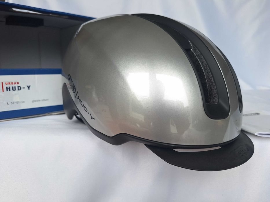 Kask rowerowy Abus Urban Hud-y LED Gleam Silver L 57-61cm