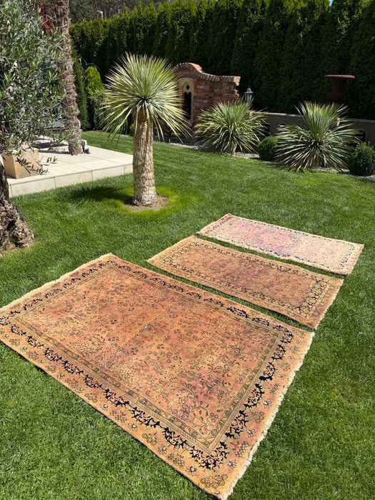 3 Perskie Kaszmirowe Dywaniki Dywany Sarouck 185x120 i 150x75 i 150x75 cm