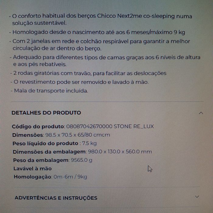 Berço Chicco Next2me