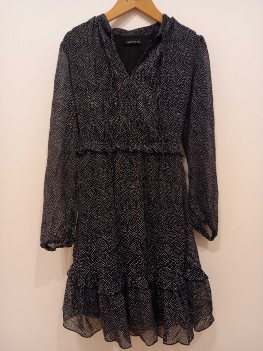 Super Sukienka Reserved 34 CZARNY BIAŁY