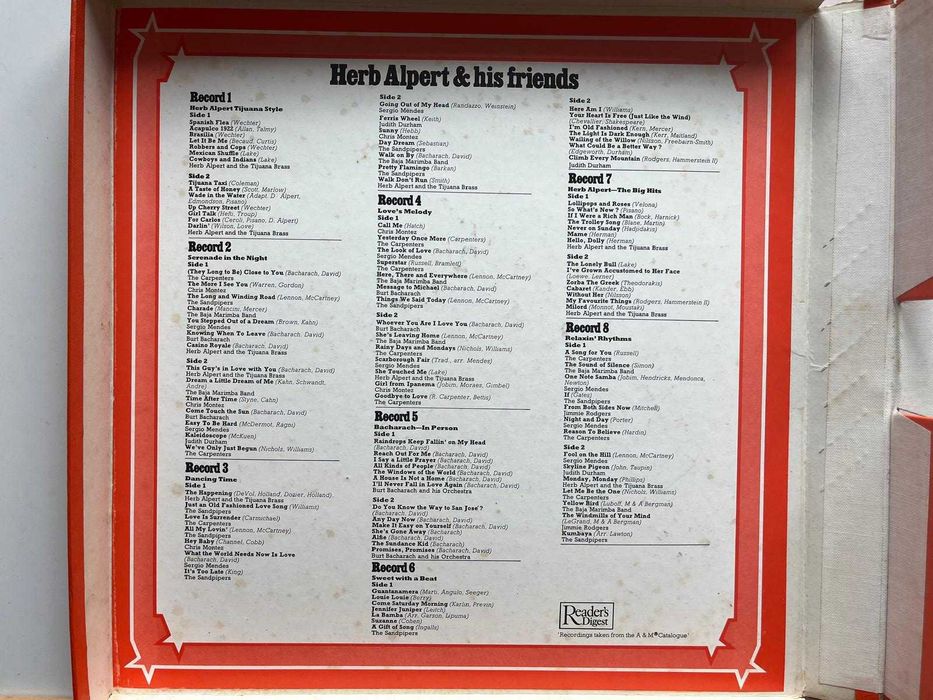 Caixa 8 LPs – Herb Alpert & His Friends (Reader's Digest)