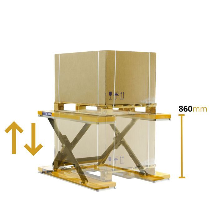 Stół podnośny nożycowy elektryczny Viber-System SNNU1000, udźwig 1000 kg, platforma U, zakres wysokości 85–860 mm, 380V