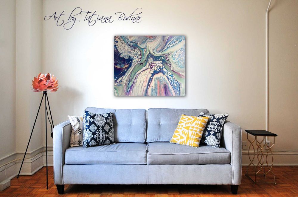 Картина для интерьера. Авторская работа флюид арт.