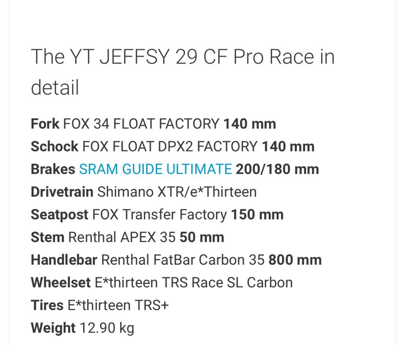 YT Jeffsy 29 CF Pro Race