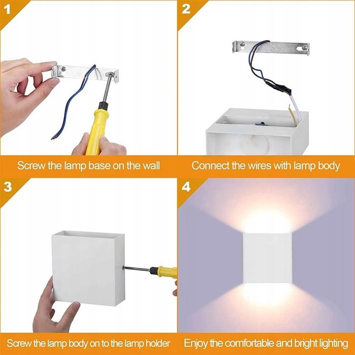 kinkiet led 2x7w biały nowoczesny kwadratowy 3000k