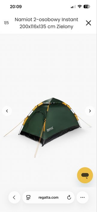 Namiot 2-osobowy Regatta Outdoors Instant 200x116x135 cm | Zielony