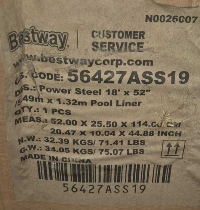 Niecka wkład wewnętrzny basenowy BESTWAY 549x132