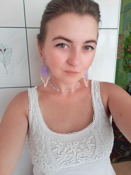 Сережки серги кульчики прикраси бісер чокер Намисто кольє