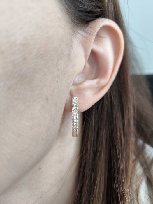 Серьги золотые с Фианитами, вес 3.98