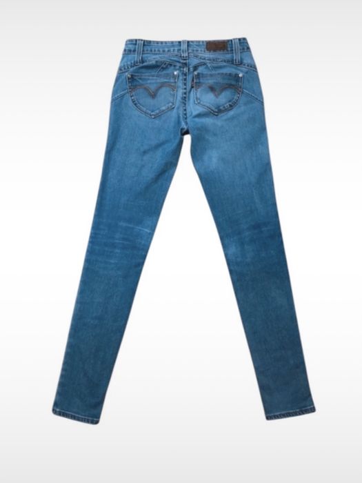 Niebieskie jeansowe dżinsowe spidnie damskie Lecis Skinny na zimę