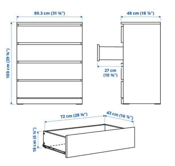 Cómoda com 4 Gavetas MALM IKEA