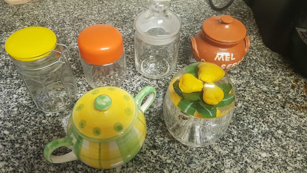 Açucareiro, Potes, recipientes em vidro etc Oportunidade 5€