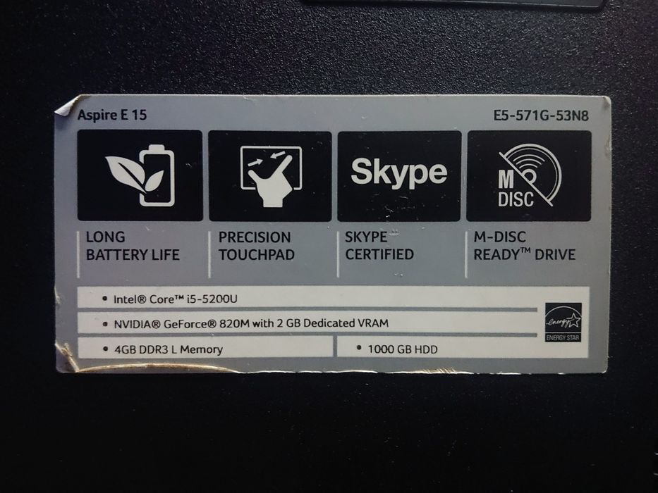 Laptop Acer e15  e5 571g