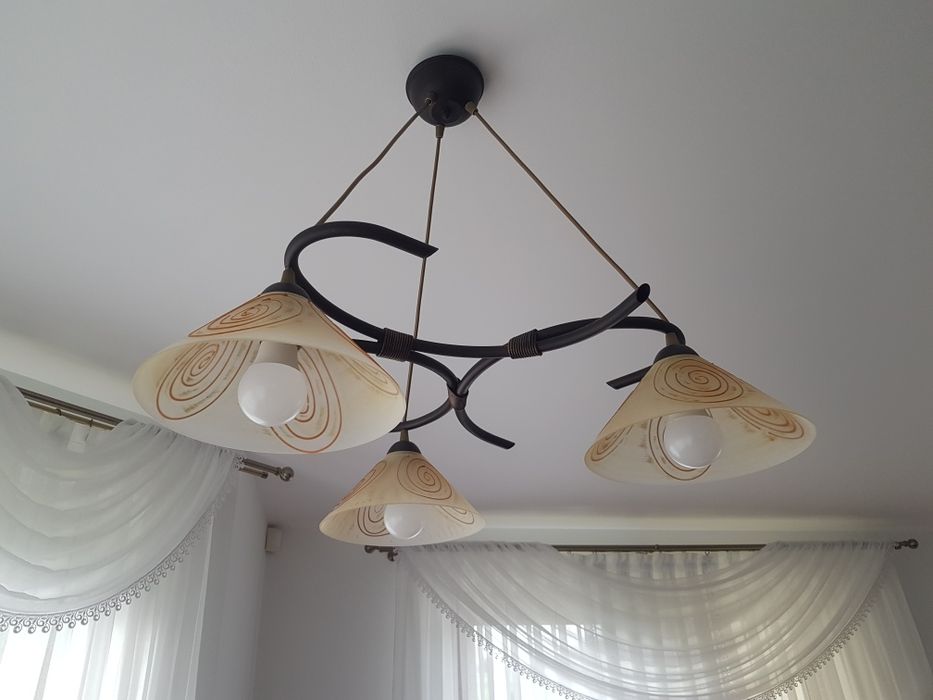 Komplet lamp brązowo-beżowe