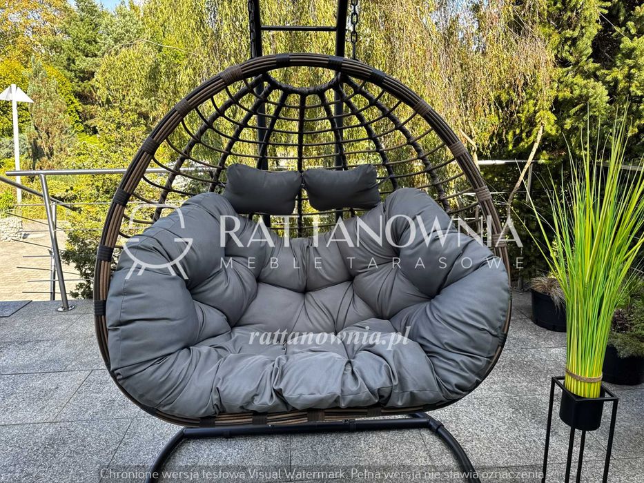 WYPRZEDAŻ Podwójny Fotel Wiszący Ogrodowy Technorattanowy Bujak