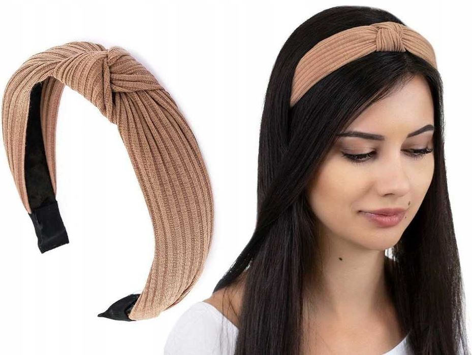 Opaska Do WŁOSÓW beżowa WĘZEŁ szeroka Turban