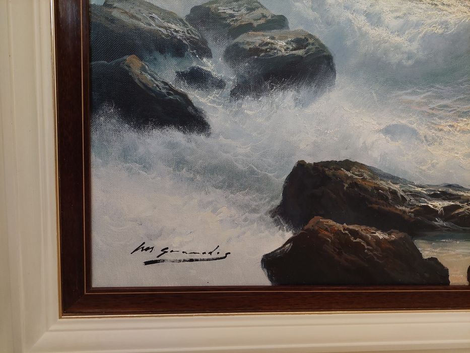 Quadro grande, óleo sobre tela - motivo marinho