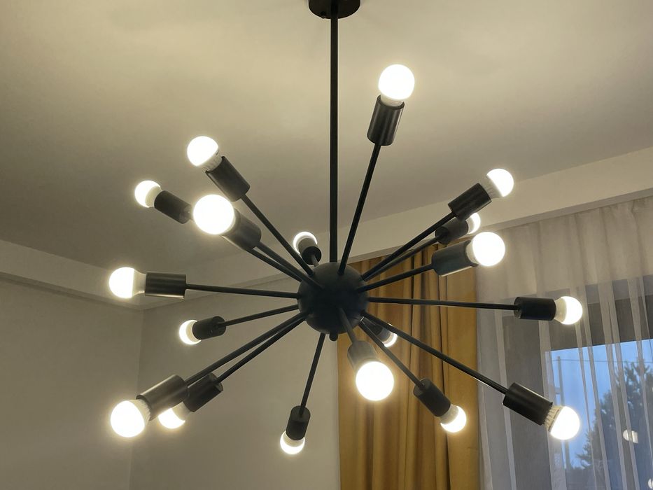Żyrandol czarny LOFT 18-ramienny