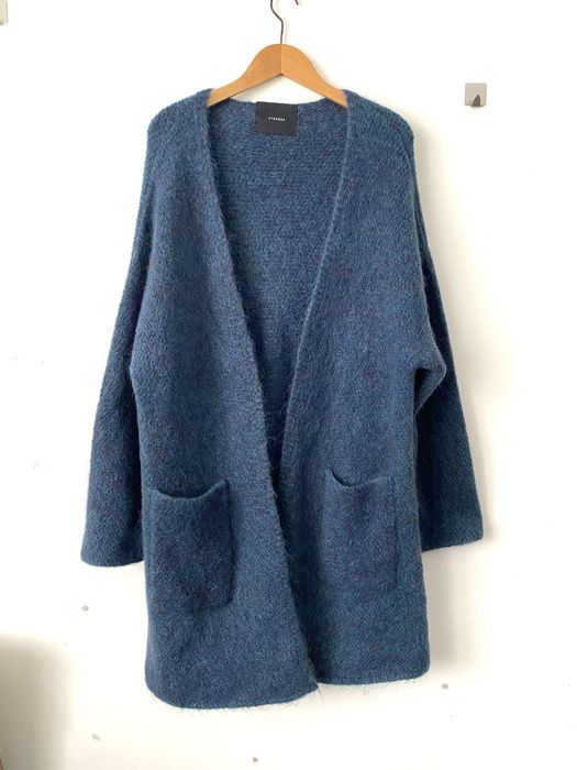 Uterque długi wełniany moherowy sweter kardigan puszysty premium