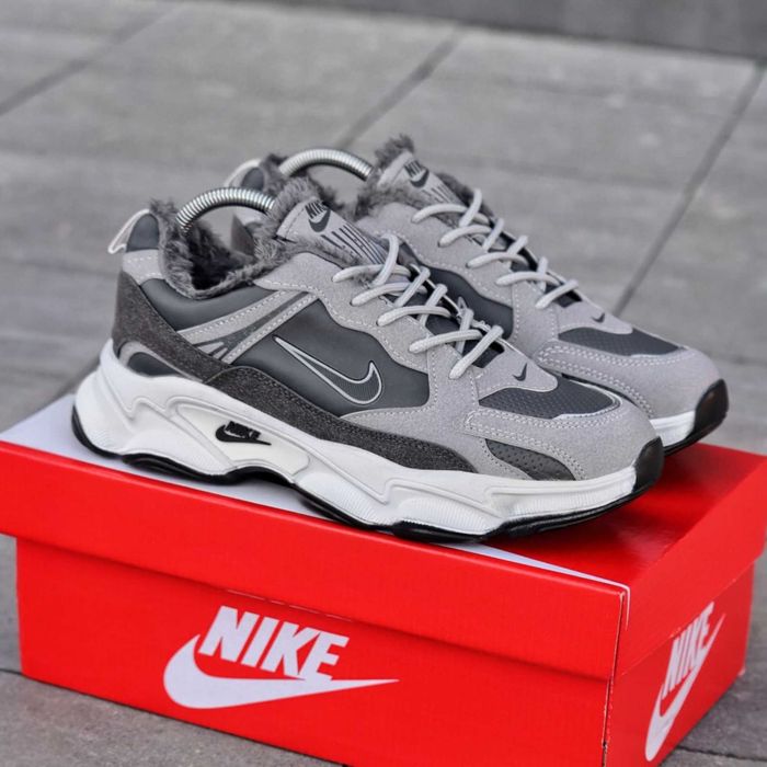 Чоловічі зимові кросівки Nike теплі з хутром чорні Найк 40 41 42 43 44