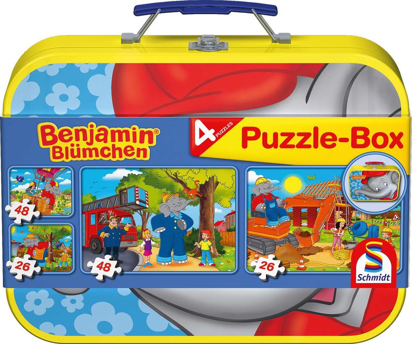 Puzzle 2 X 26 + 2 X 48 W Walizce Słoń Benjamin 103008. Nowy Produkt