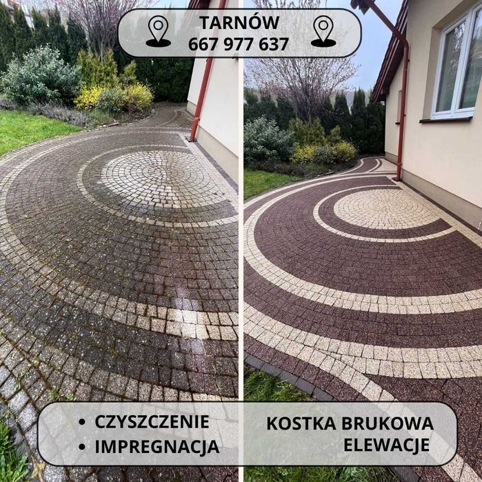 Czyszczenie kostki brukowej elewacji Tarnów Mycie Impregnacja TALERZ