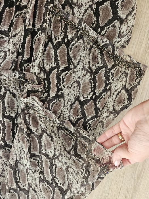 Vestido de alças e missangas em padrão cobra - L