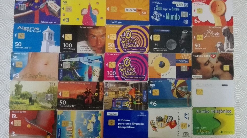 Cartões telefónicos usados para coleção