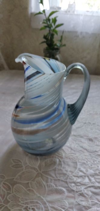 Кувшин та фужери  з кольорового скла