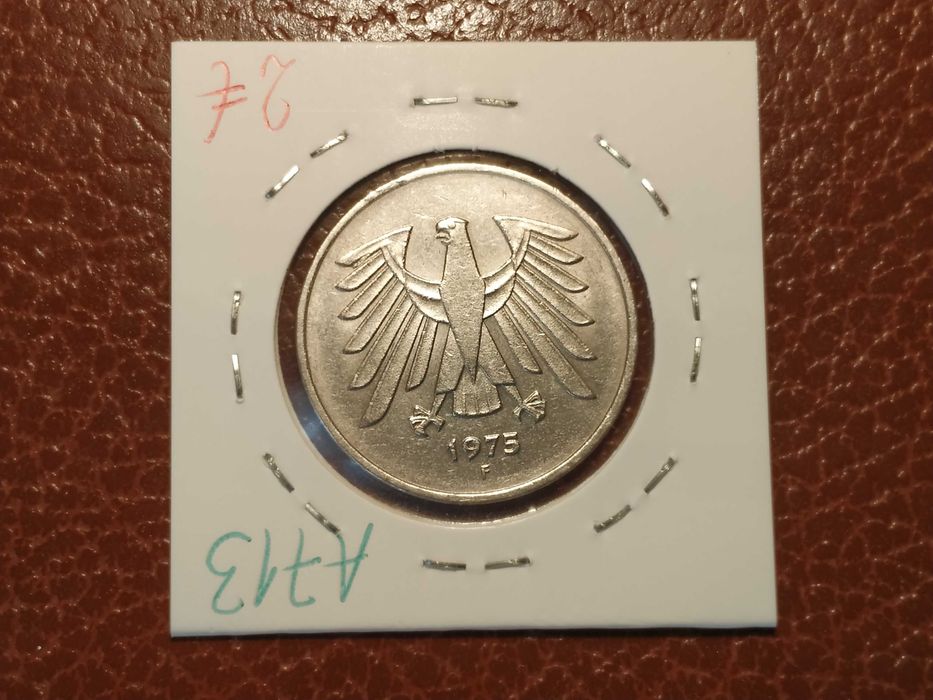 A713 moeda de 5 marcos de 1975 F - Alemanha
