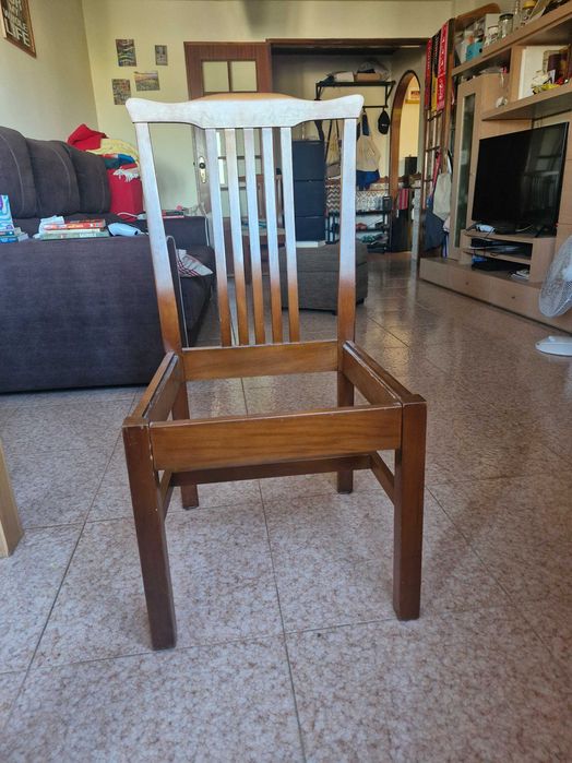 6 cadeira de sala, madeira maciça com tampo