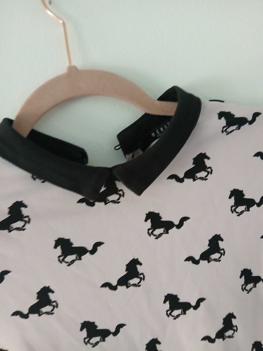 MOHITO sukienka z kołnierzykiem mini 34 XS print trapezowa
