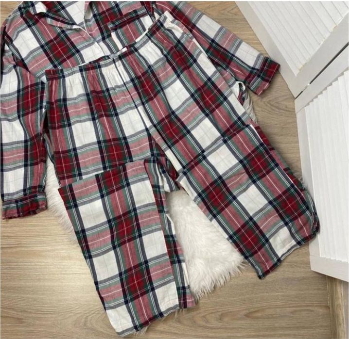 H&m жіноча картата піжама в клітинку сорочка брюки широкі розмір L