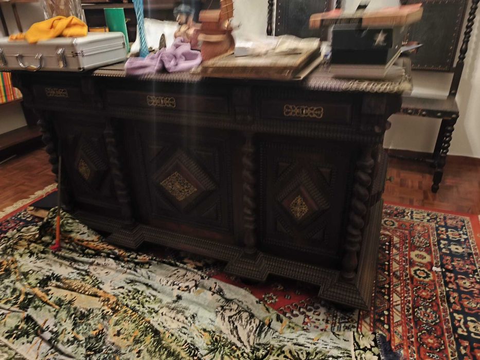 Mobília de escritório Secular em madeira pau Brasil. Antiguidade.