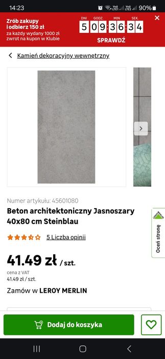 Beton architektoniczny płyta 40x80