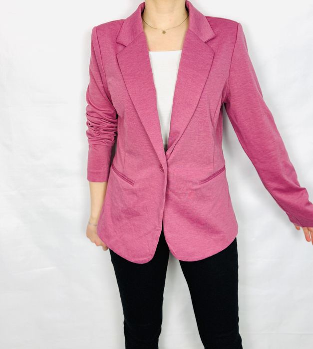 Różowy żakiet z klapami L 40